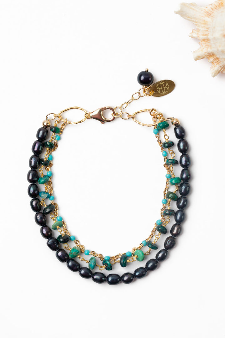 Cabo 7.5-8.5" Pearl, Turquoise Simple Bracelet