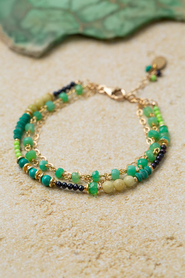 Caribbean 7.5-8.5" Turquoise, Chrysoprase Multistrand Bracelet
