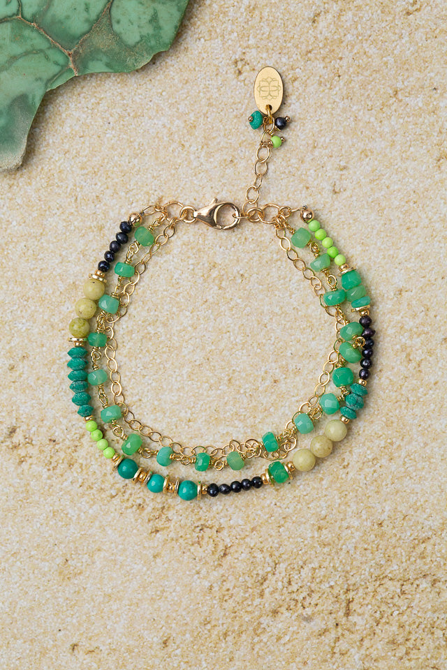 Caribbean 7.5-8.5" Turquoise, Chrysoprase Multistrand Bracelet