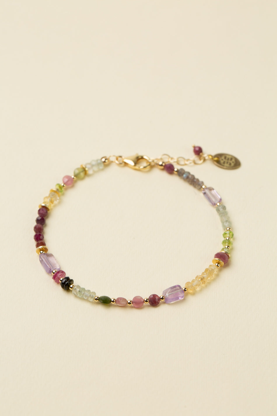 Celebrate 7.5-8.5" Aquamarine, Labradorite, Ruby, Tourmaline, Amethyst Collage Bracelet