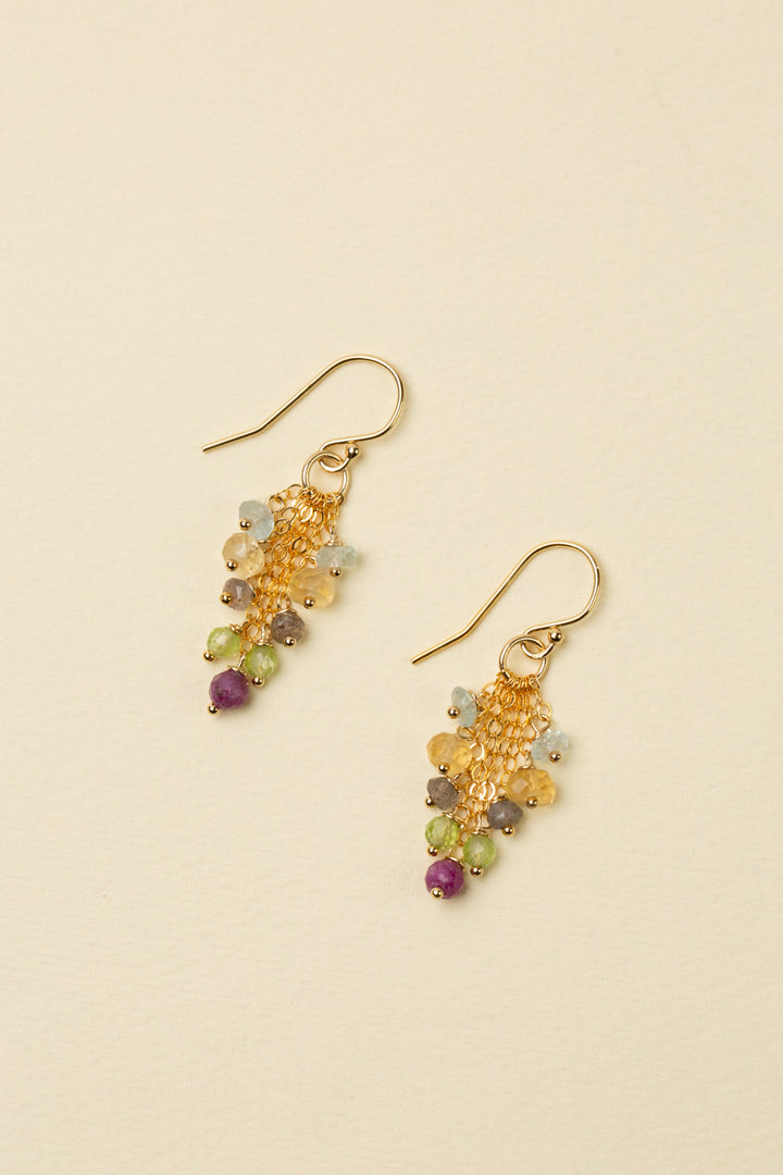 Celebrate Ruby, Peridot, Citrine Cluster Earrings