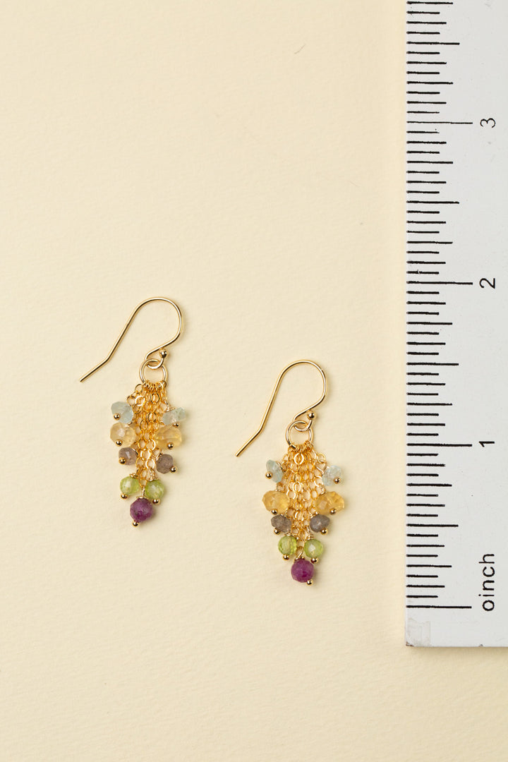 Celebrate Ruby, Peridot, Citrine Cluster Earrings