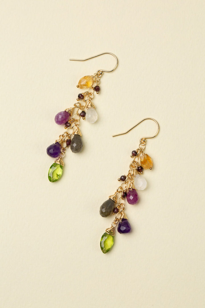 Celebrate Citrine, Peridot, Amethyst Cluster Earrings