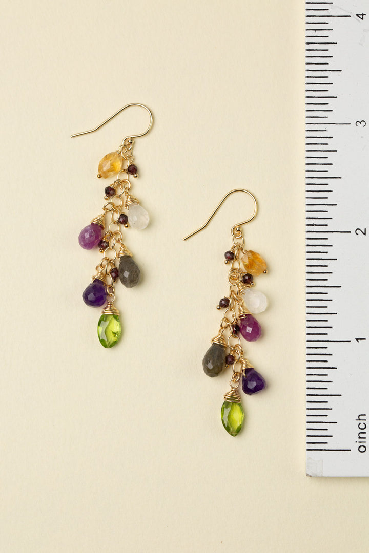 Celebrate Citrine, Peridot, Amethyst Cluster Earrings