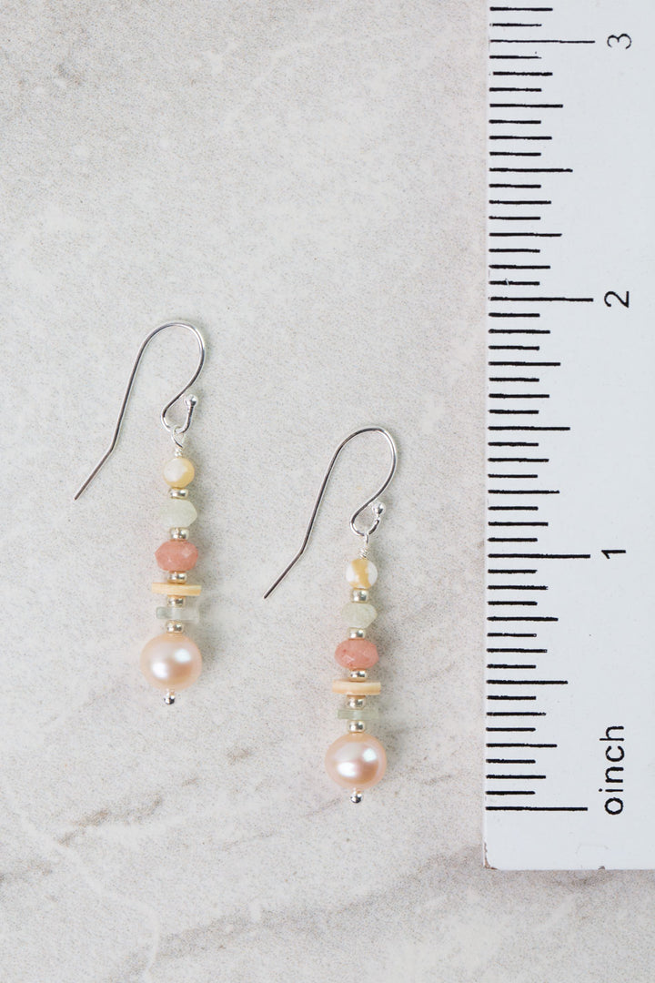 Calming Fleurs Shell, Freshwater Pearl Simple Earrings