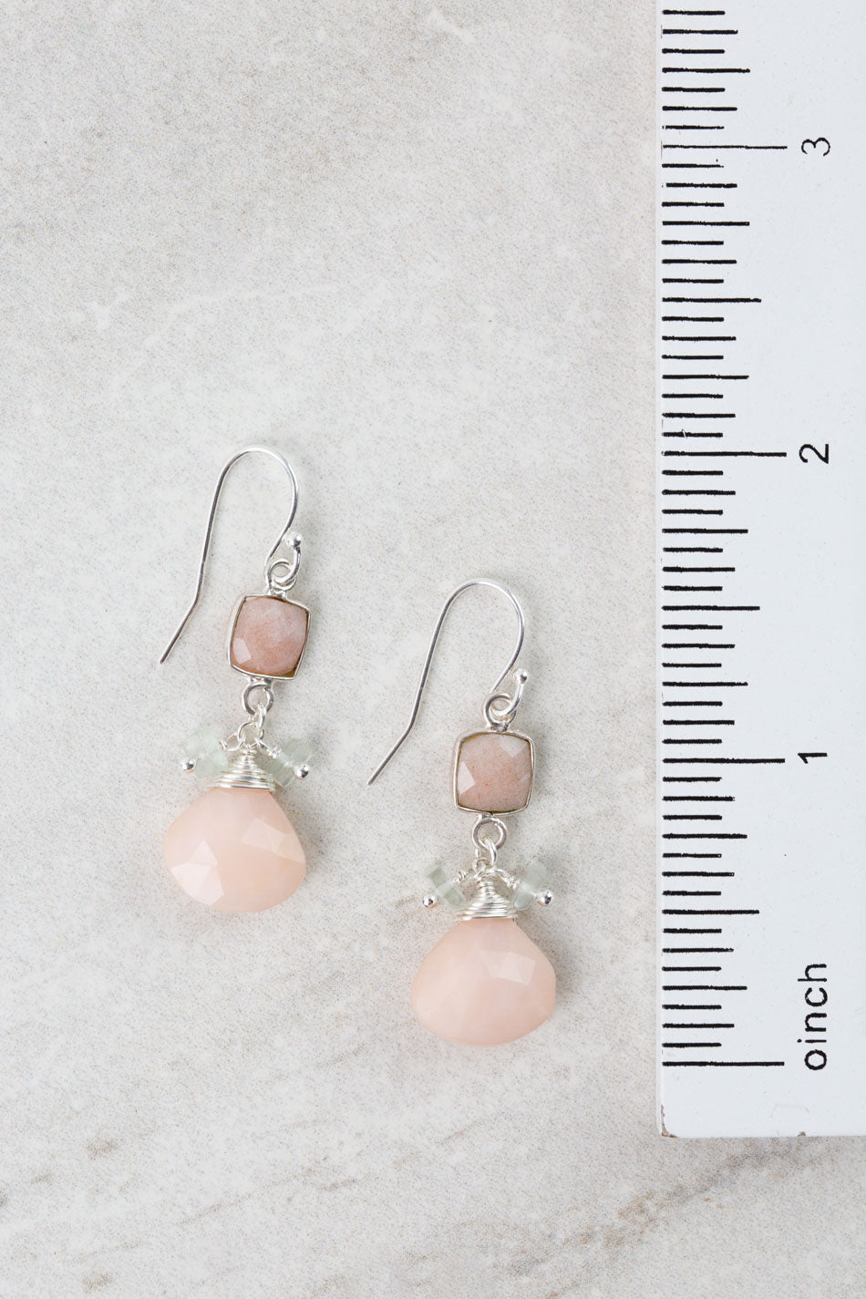 Calming Fleurs Green Amethyst, Pink Opal Statement Earrings