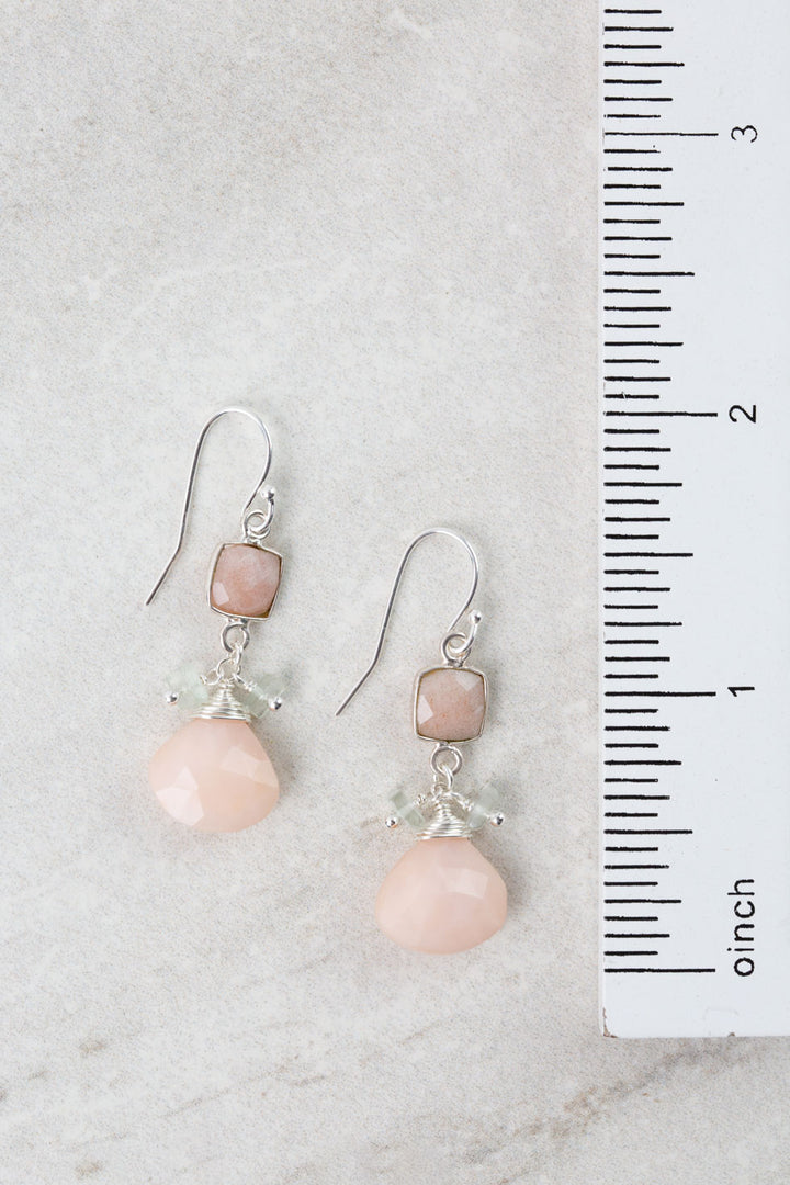 Calming Fleurs Green Amethyst, Pink Opal Statement Earrings
