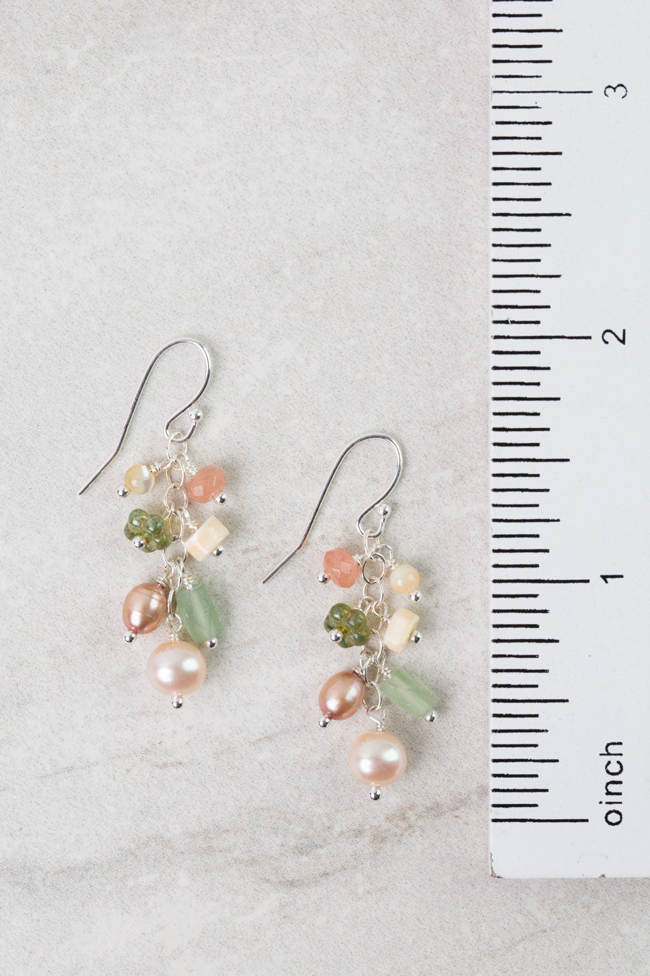 Calming Fleurs Shell, Freshwater Pearl, Czech Glass Dangle Earrings