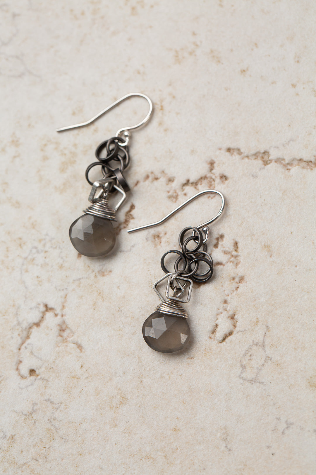 Windowpane earrings in silver and brass cheapest