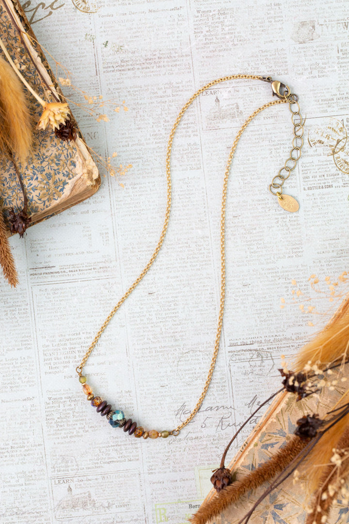 Crisp Autumn 15-17" Czech Glass, Crystal Simple Necklace