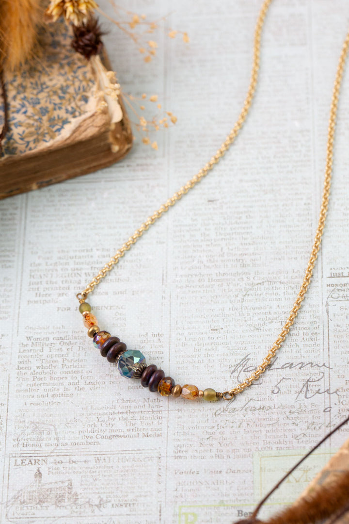 Crisp Autumn 15-17" Czech Glass, Crystal Simple Necklace