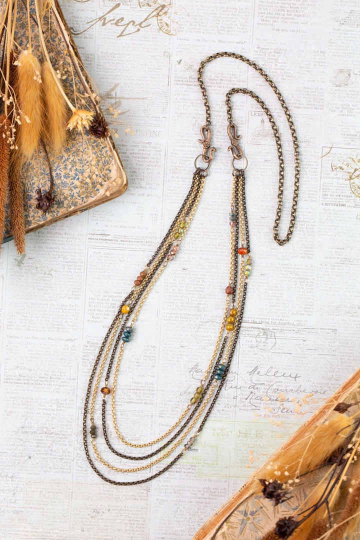 Crisp Autumn 25.5" Czech Glass, Crystal Multistrand Necklace