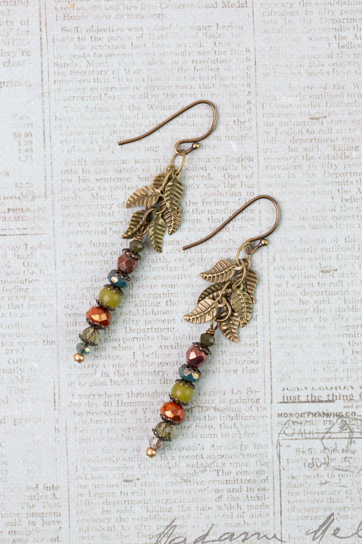 Crisp Autumn Czech Glass, Crystal Dangle Earrings