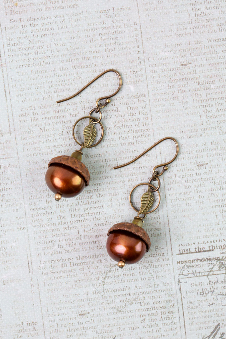 Crisp Autumn Czech Glass, Freshwater Pearl Statement Earrings