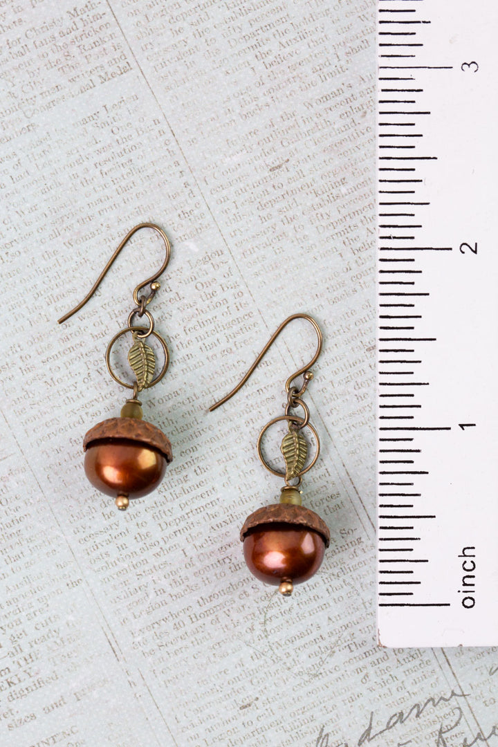 Crisp Autumn Czech Glass, Freshwater Pearl Statement Earrings