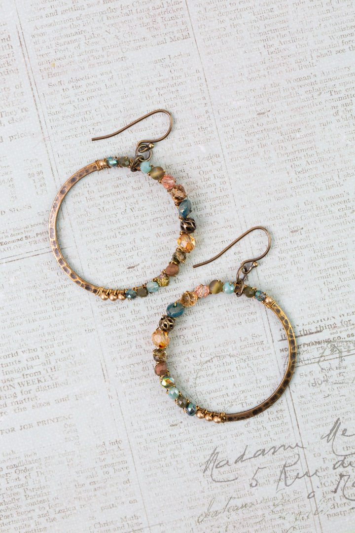 Crisp Autumn Czech Glass, Crystal Hoop Earrings