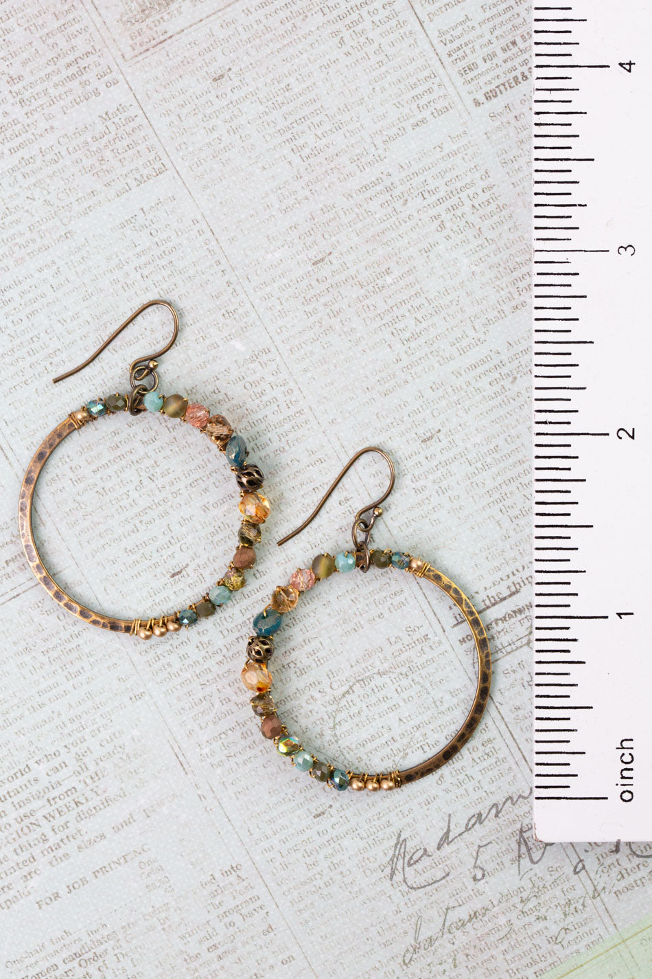Crisp Autumn Czech Glass, Crystal Hoop Earrings