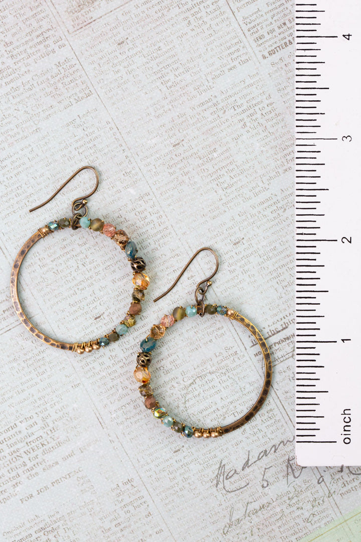 Crisp Autumn Czech Glass, Crystal Hoop Earrings