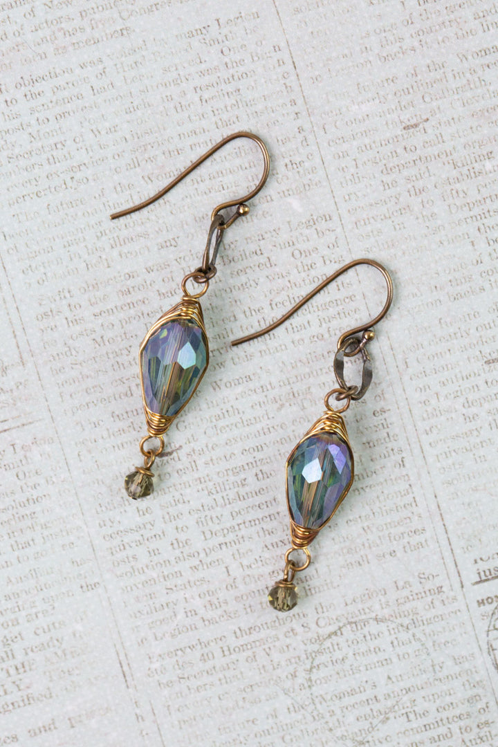 Crisp Autumn Crystal Herringbone Earrings
