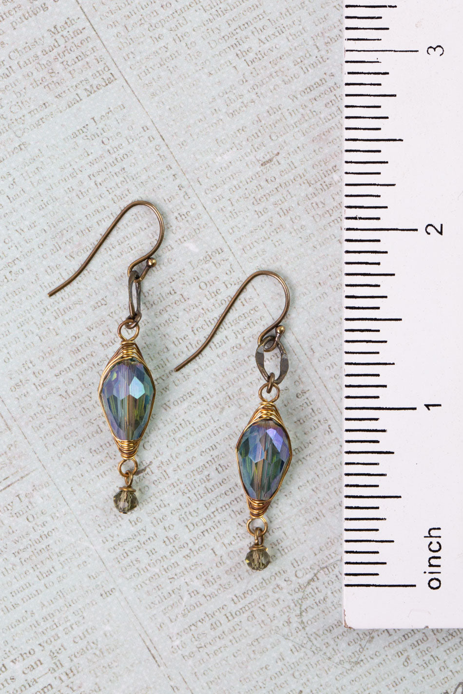 Crisp Autumn Crystal Herringbone Earrings