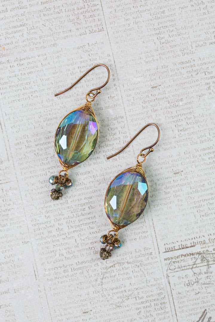 Crisp Autumn Crystal Herringbone Earrings