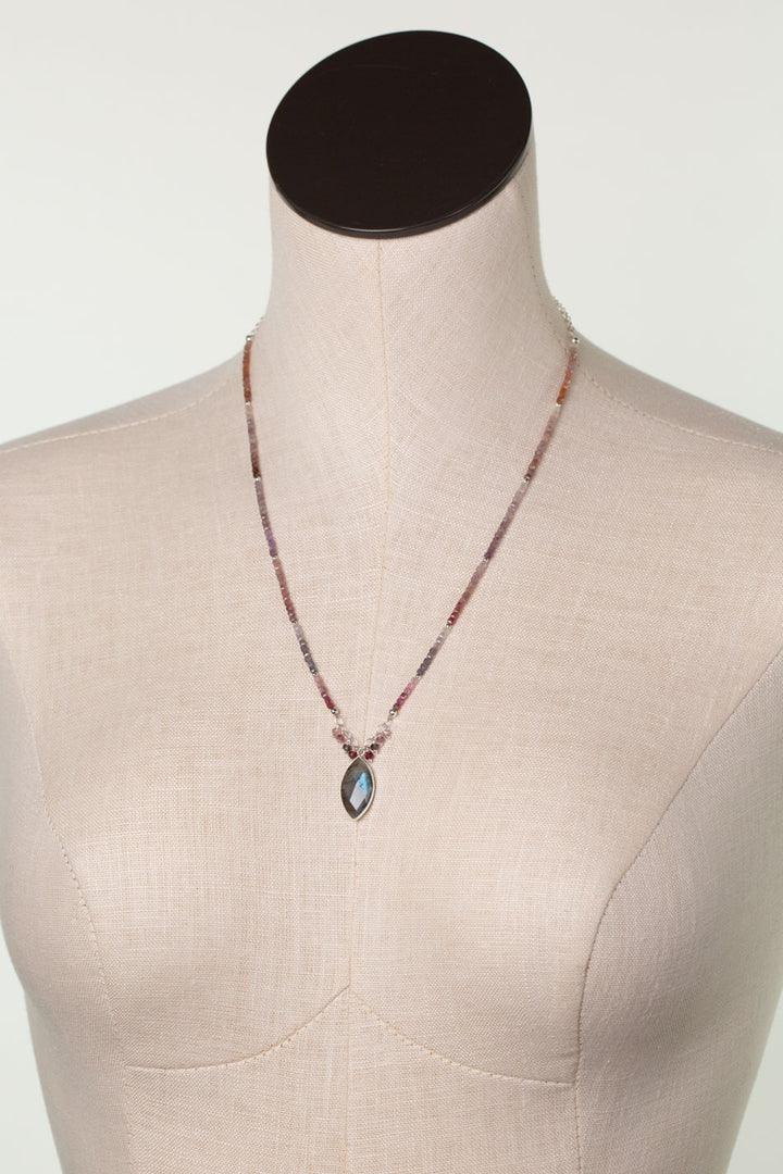 Celestial 20-22" Spinel With Labradorite Bezel Statement Necklace