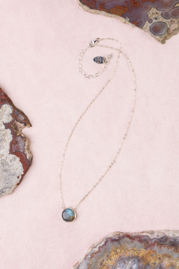 Celestial 14-16" Labradorite Bezel Simple Necklace