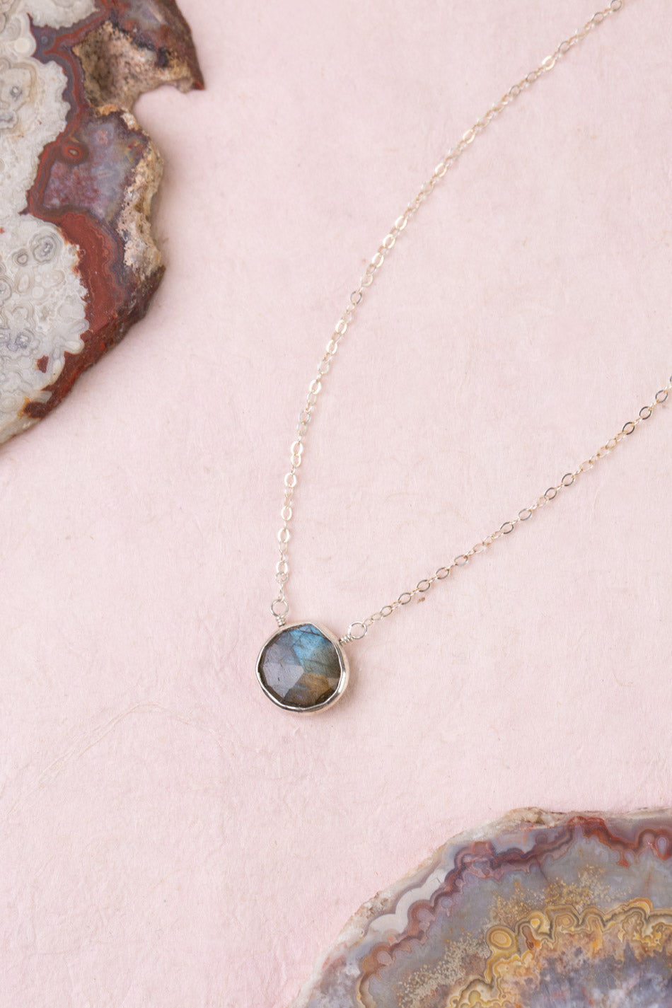 Celestial 14-16" Labradorite Bezel Simple Necklace
