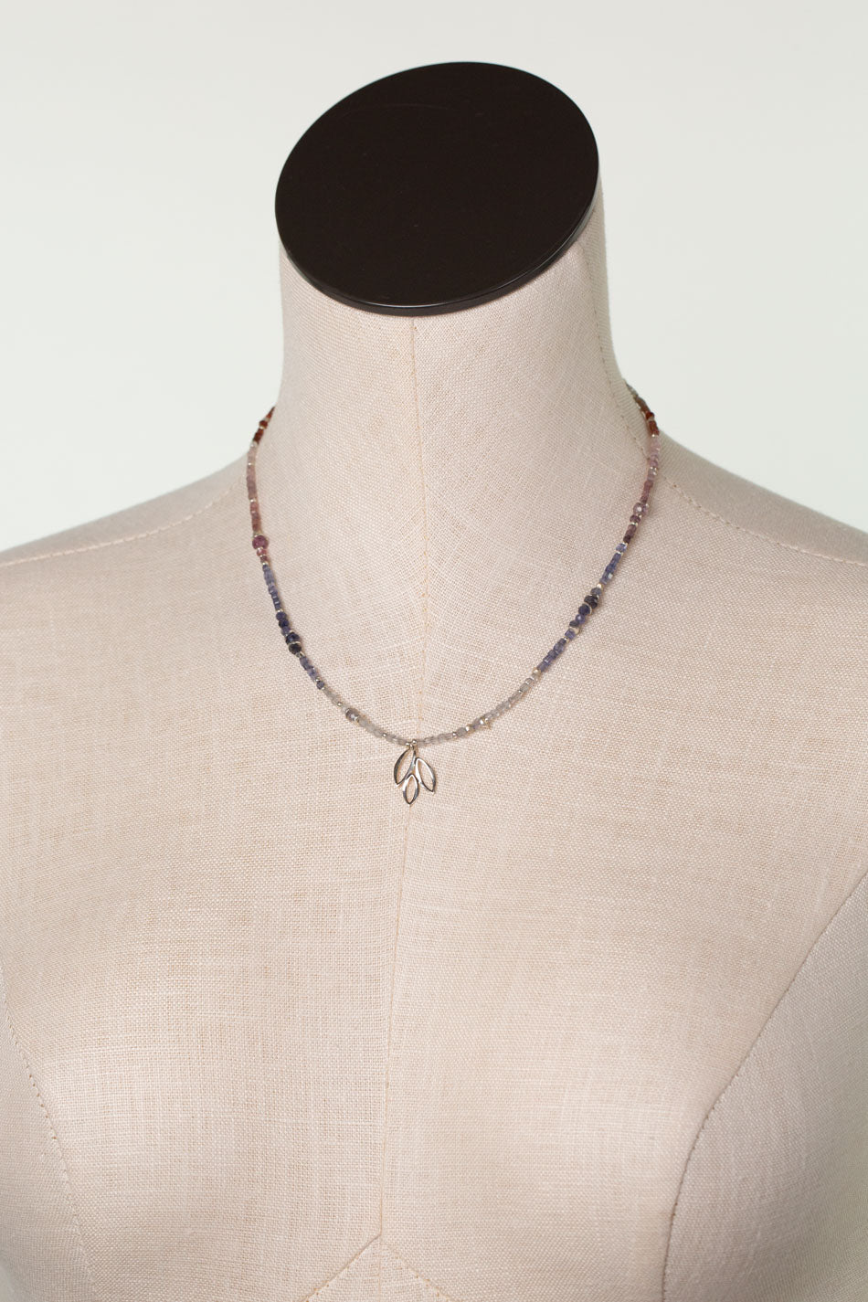 Celestial 16-18" Spinel With Silver Leaf Drop Simple Necklace