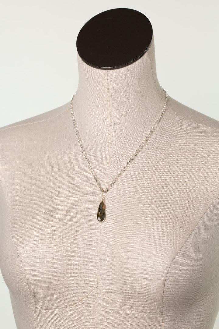 Celestial 20 or 40" Labradorite Teardrop Bezel Simple Necklace