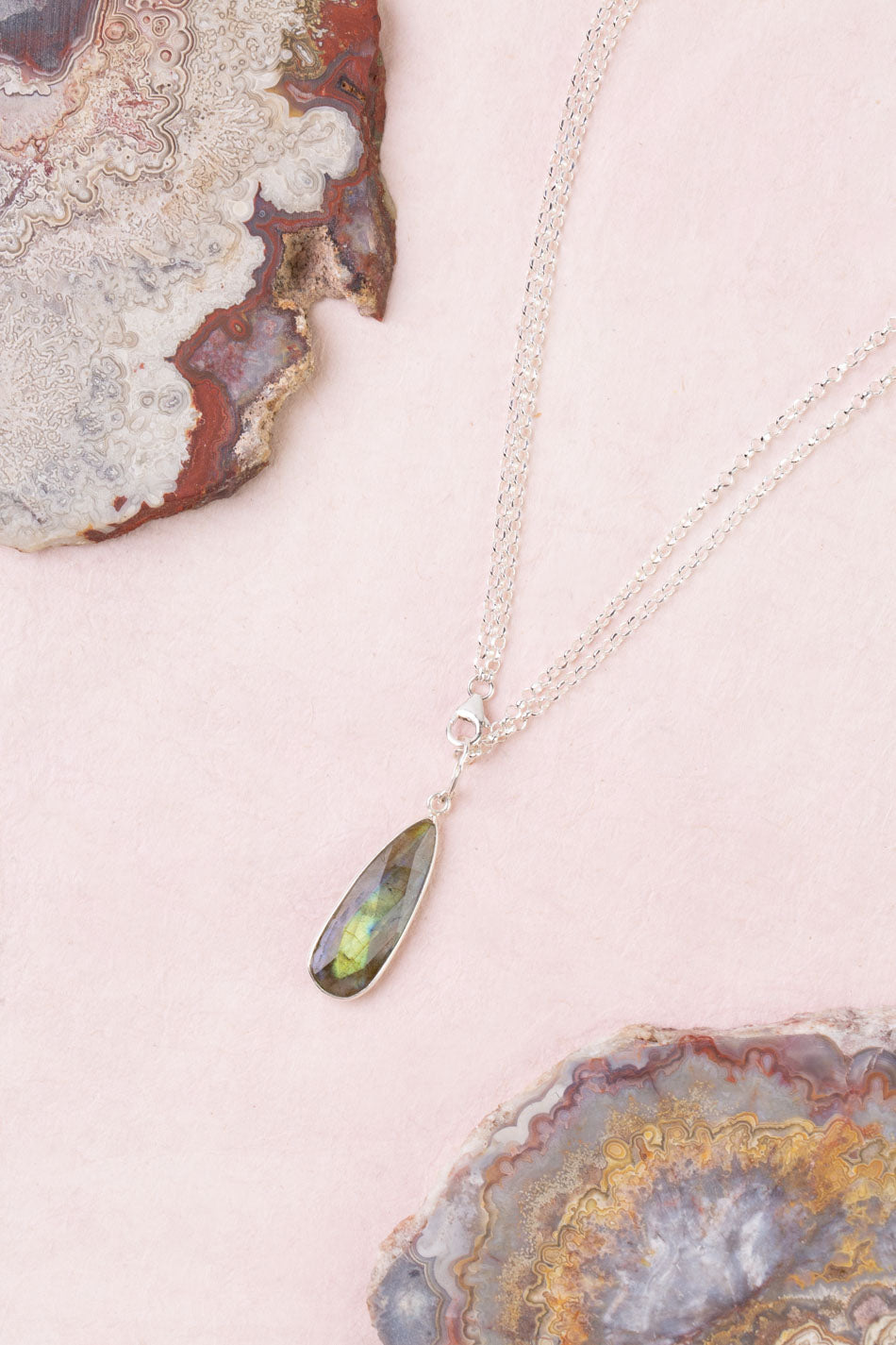 Celestial 20 or 40" Labradorite Teardrop Bezel Simple Necklace