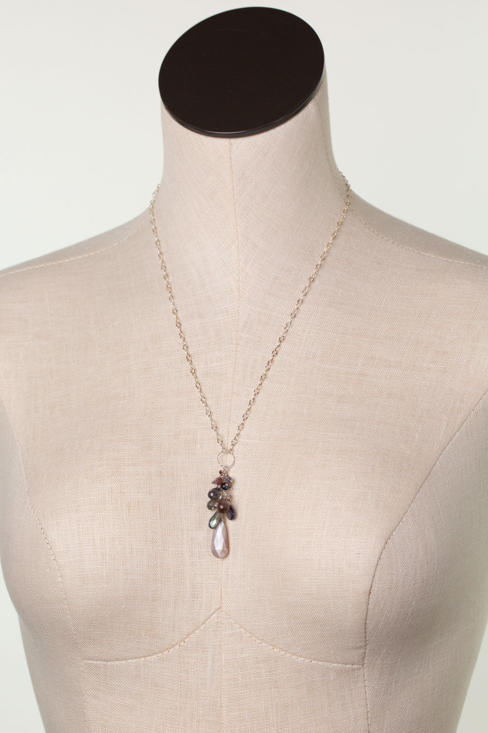 Celestial 20-22" Moonstone, Spinel, Labradorite With Gemstone Cluster Necklace