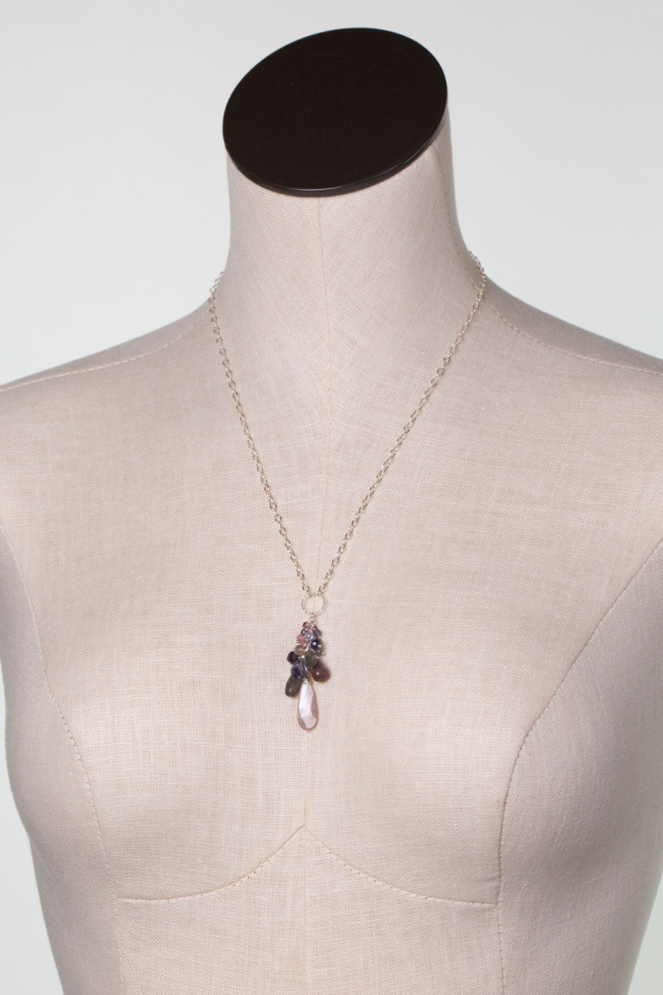 Celestial 20-22" Moonstone, Spinel, Labradorite With Gemstone Cluster Necklace