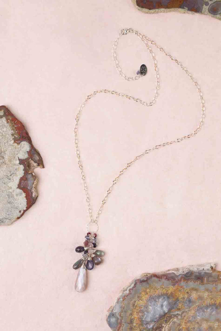 Celestial 20-22" Moonstone, Spinel, Labradorite With Gemstone Cluster Necklace