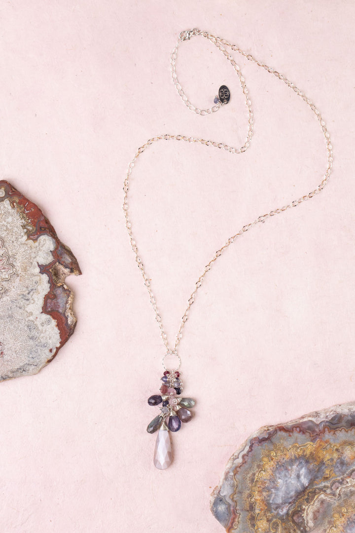 Celestial 20-22" Moonstone, Spinel, Labradorite With Gemstone Cluster Necklace