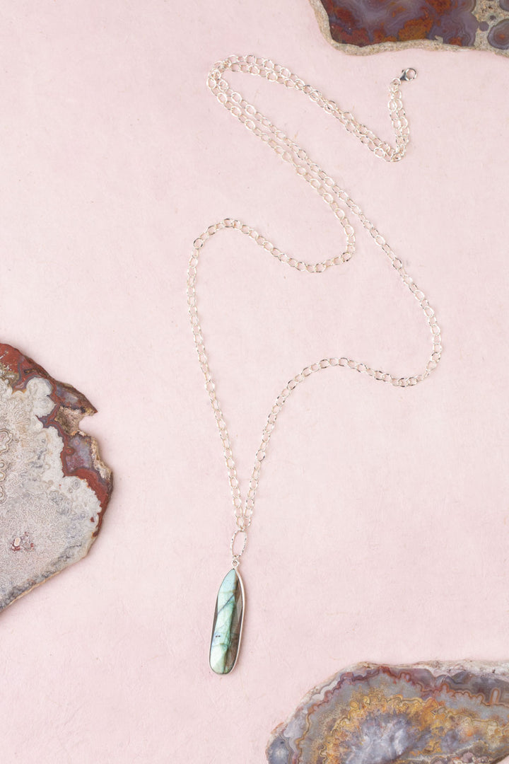 Celestial 16 or 32" Labradorite Bezel Statement Necklace