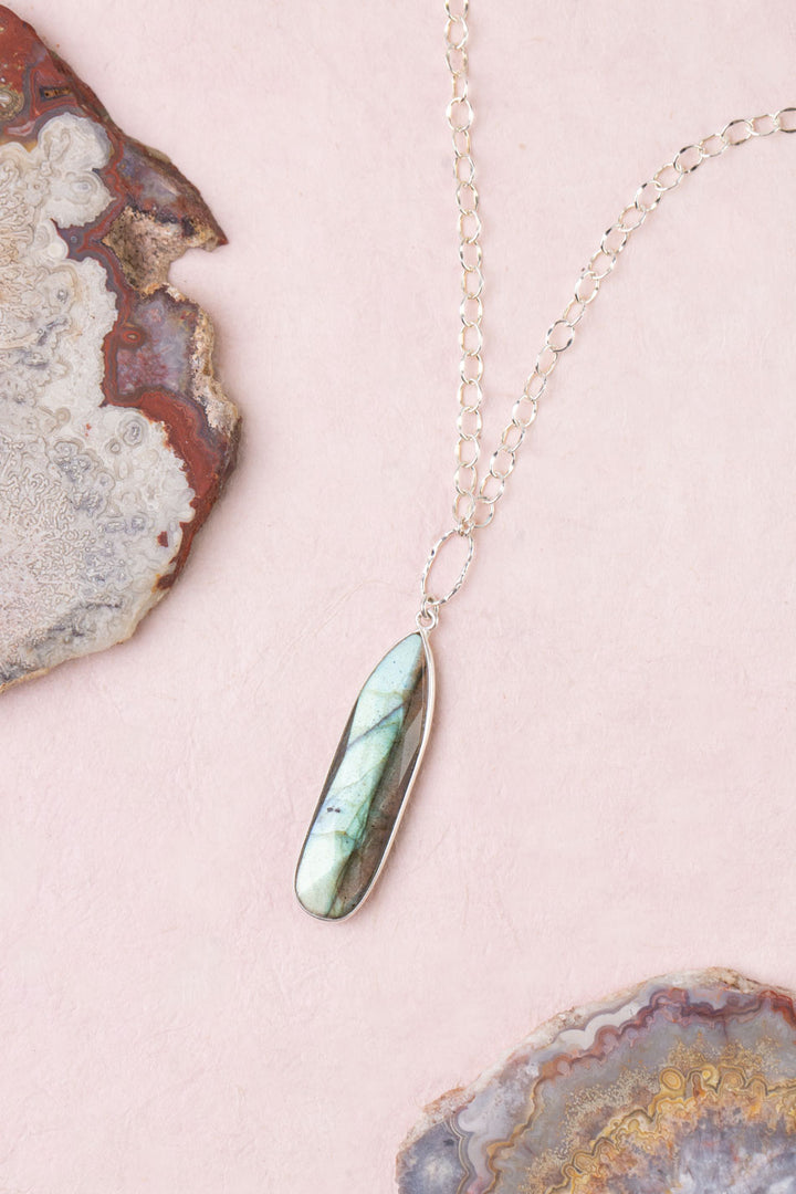 Celestial 16 or 32" Labradorite Bezel Statement Necklace
