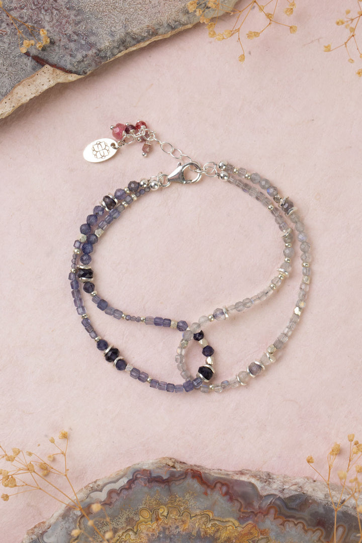 Celestial 7.5-8.5" Spinel, Labradorite Multistrand Bracelet