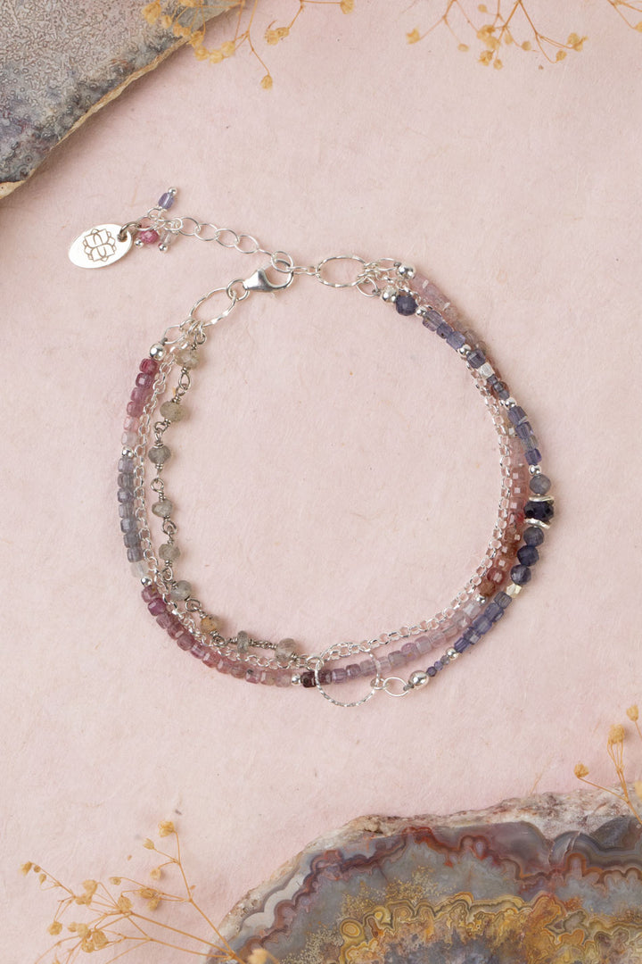 Celestial 7.5-8.5" Spinel, Labradorite Multistrand Bracelet