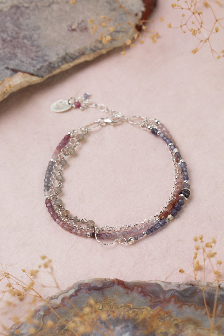 Celestial 7.5-8.5" Spinel, Labradorite Multistrand Bracelet