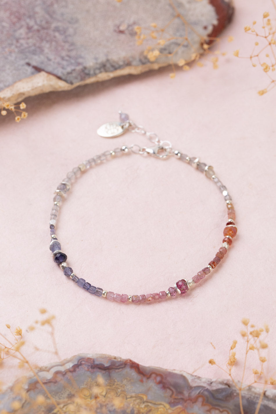 Celestial 7.5-8.5" Spinel, Labradorite Simple Bracelet