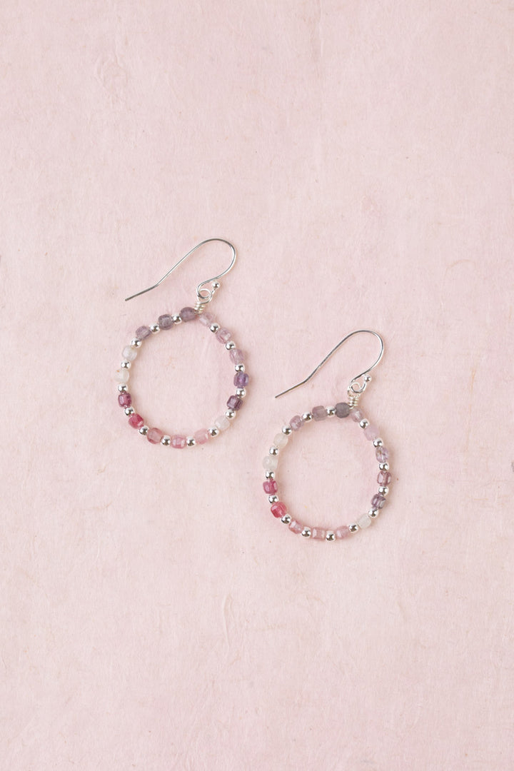 Celestial Spinel Circle Simple Earrings