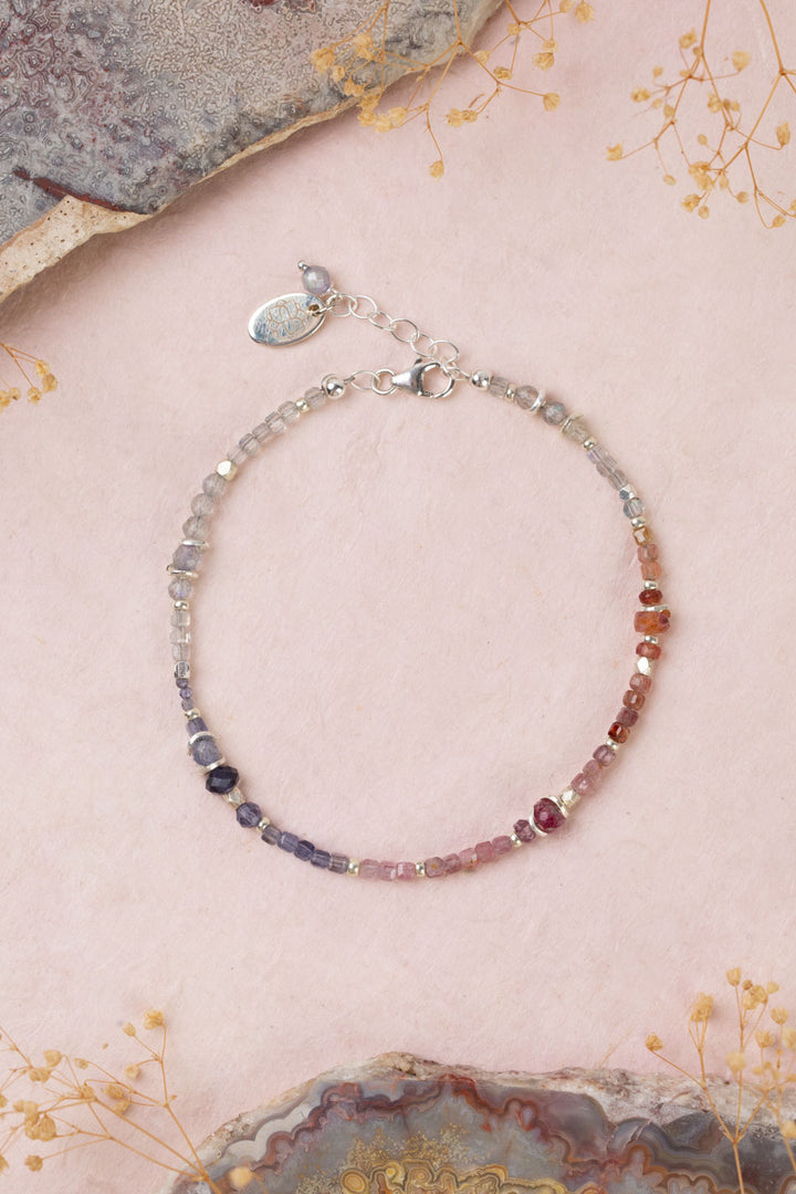 Celestial 7.5-8.5" Spinel, Labradorite Simple Bracelet