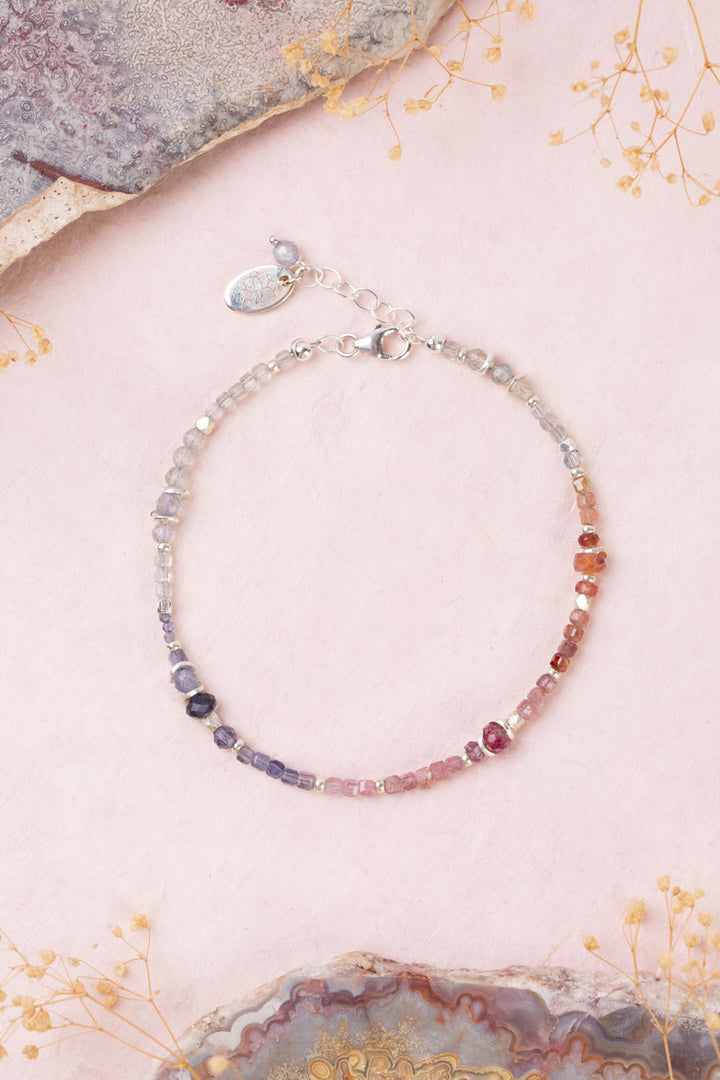 Celestial 7.5-8.5" Spinel, Labradorite Simple Bracelet