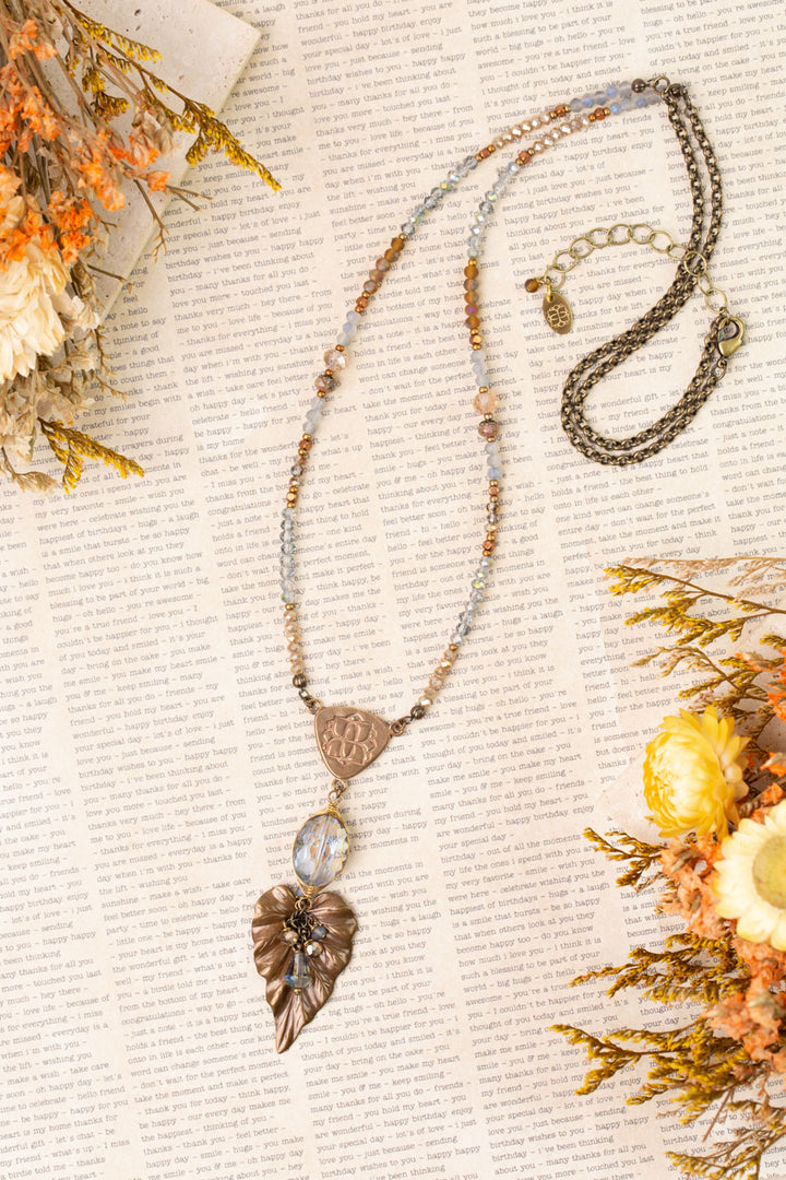 Copper Tides 26.5-28.5" Czech Glass, Crystal Statement Necklace