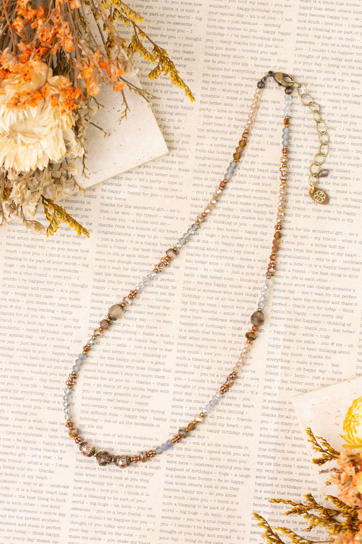 Copper Tides 16-18" Czech Glass, Crystal Collage Necklace