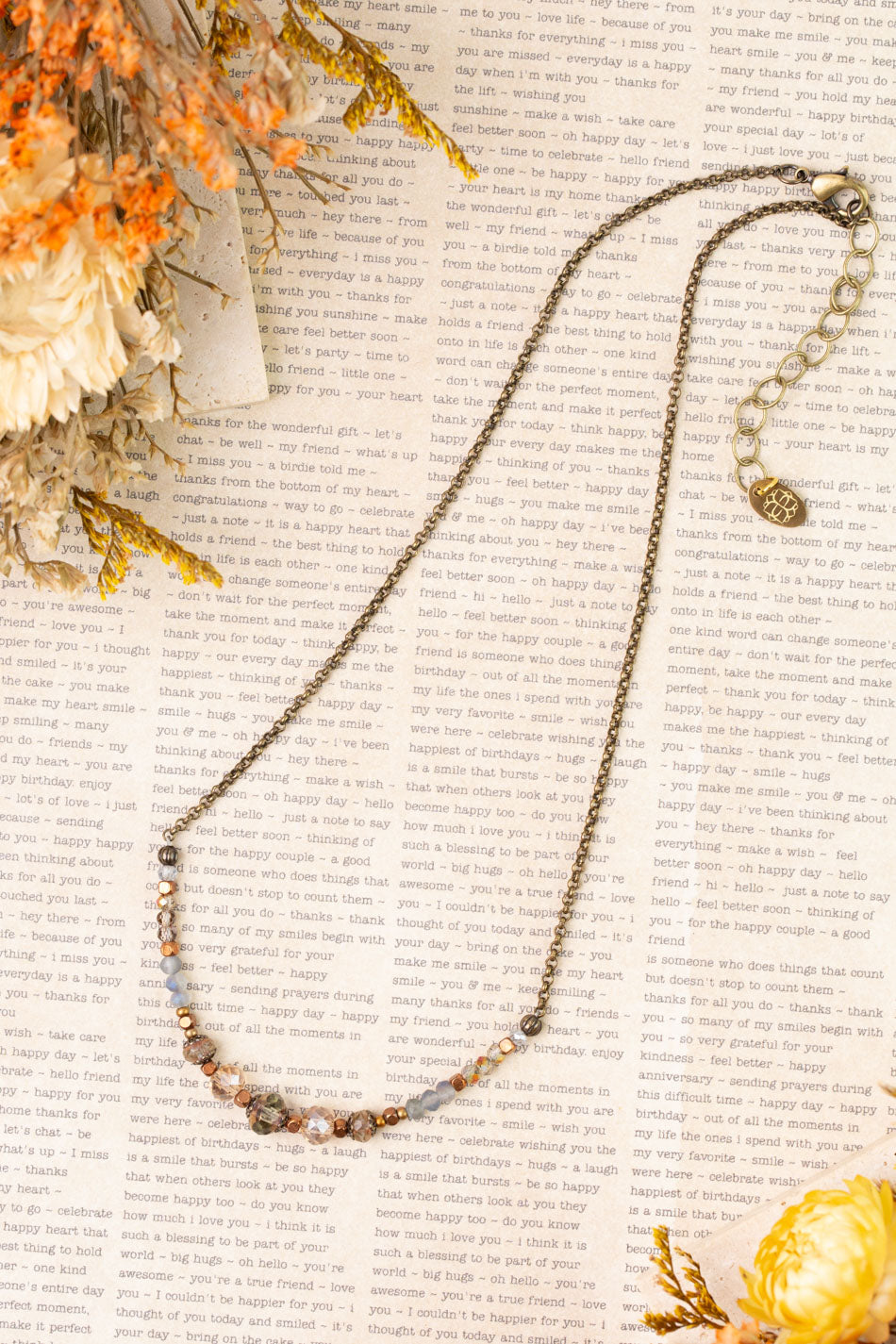 Copper Tides 16-18" Czech Glass, Crystal Simple Necklace