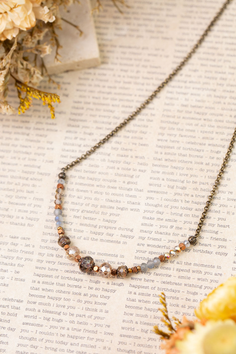 Copper Tides 16-18" Czech Glass, Crystal Simple Necklace