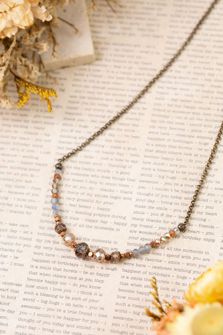 Copper Tides 16-18" Czech Glass, Crystal Simple Necklace