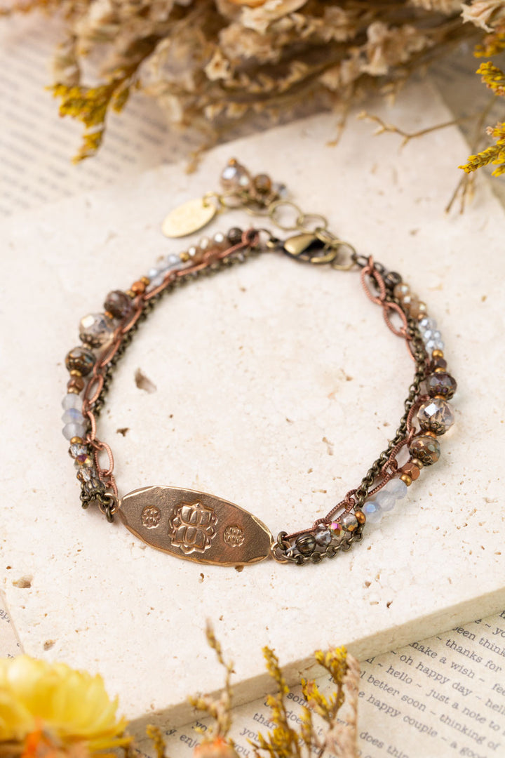 Copper Tides 7.5-8.5" Czech Glass, Crystal Statement Bracelet